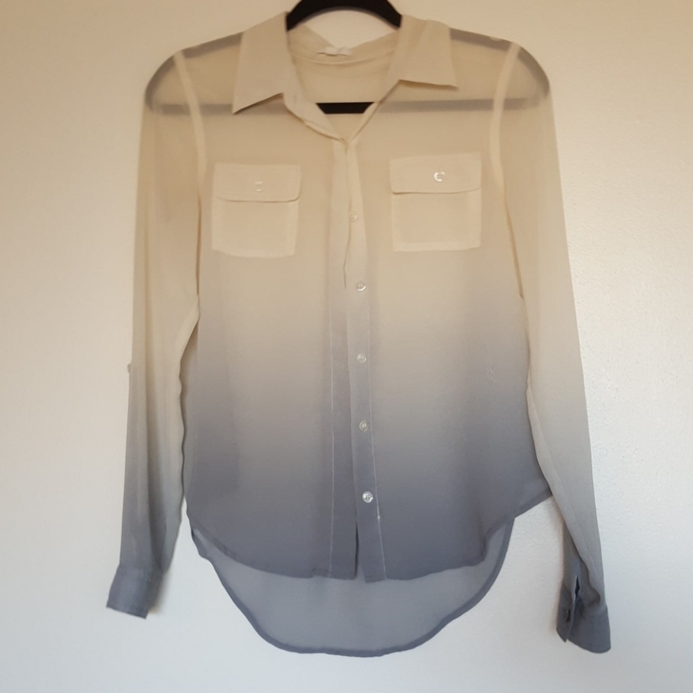 White and Blue Dip Died Blouse